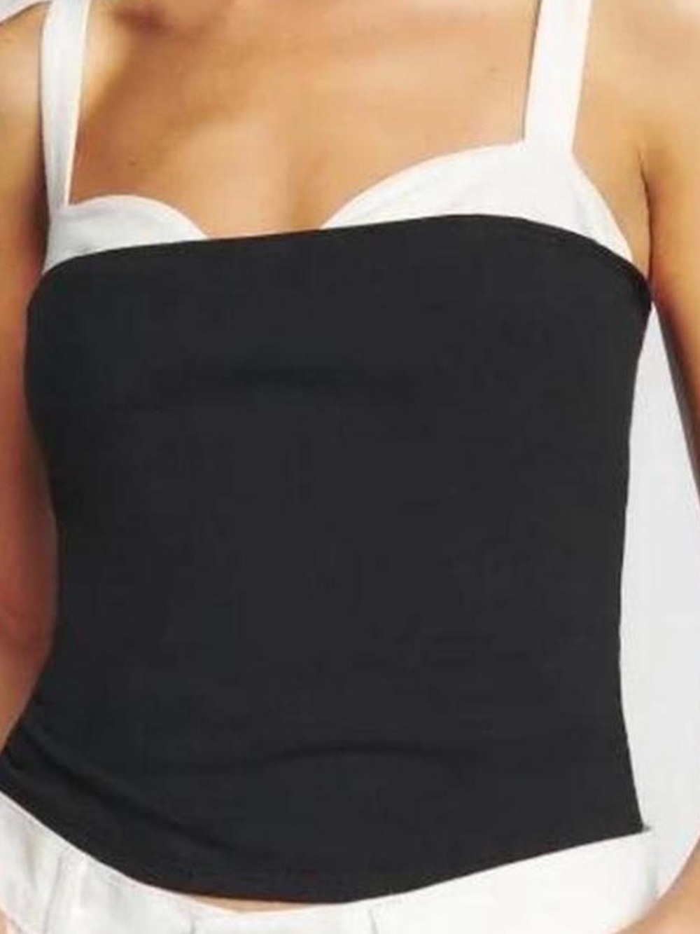 Reformation Black Camisole with White Trim